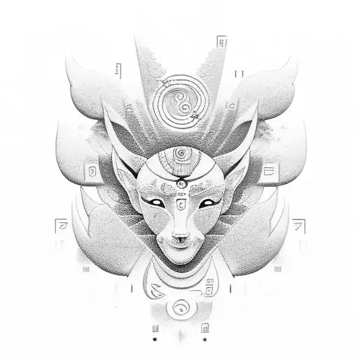 Hieroglyphs symbolizing happiness, wealth, love, and longevity tattoo design idea