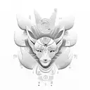 Hieroglyphs symbolizing happiness, wealth, love, and longevity tattoo design idea