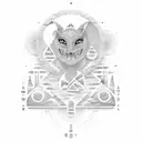 Hieroglyphs symbolizing happiness, wealth, love, and longevity tattoo design idea