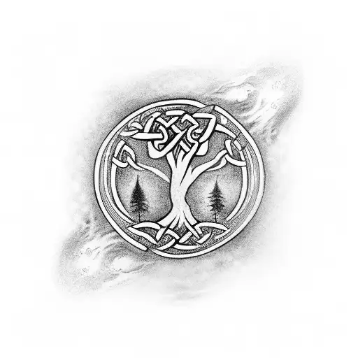 Celtic sleeve with tree of life on shoulder tattoo design idea