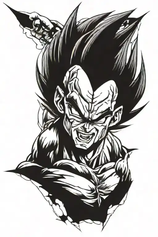 majin vegeta badass tattoo design idea