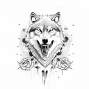 wolf biting a skull tattoo design idea