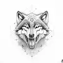 wolf biting a skull tattoo design idea