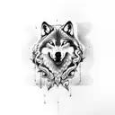 wolf biting a skull tattoo design idea