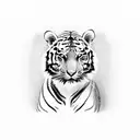 A heart-shaped canvas with a tiger peeking out from behind it, symbolizing the client's passion for art and love for tigers tattoo design idea