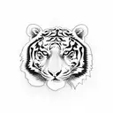 A heart-shaped canvas with a tiger peeking out from behind it, symbolizing the client's passion for art and love for tigers tattoo design idea