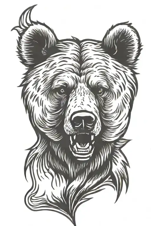 Grizzly bear head tattoo design idea