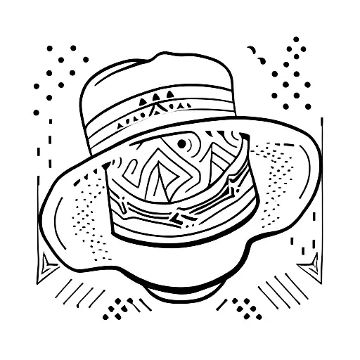black and white brown bean wearing a cowboy hat tattoo design idea