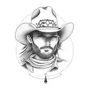 a bean wearing a cowboy hat tattoo design idea