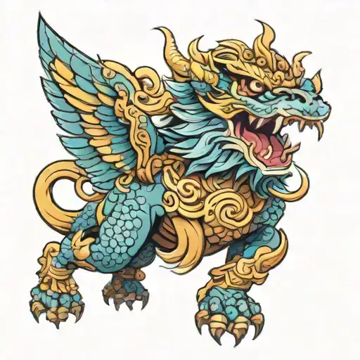garuda ride a foo dog tattoo design idea