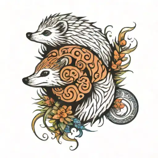 ying yang hedgehog tattoo design idea