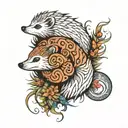 ying yang hedgehog tattoo design idea