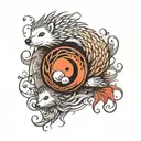 ying yang hedgehog tattoo design idea