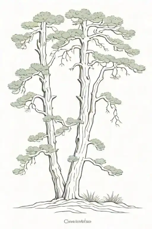 Tall pine from the Basque country with a wide trunk tattoo design idea