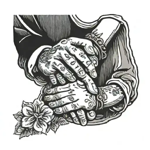 matching, couple holding hands tattoo design idea