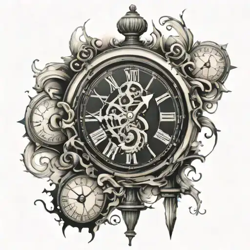 broken clock with the words Tempus edax rerum tattoo design idea