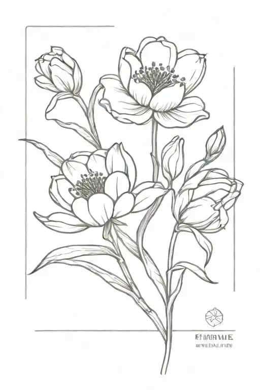 peony, tulip, hyacinth, lily of the valley tattoo design idea