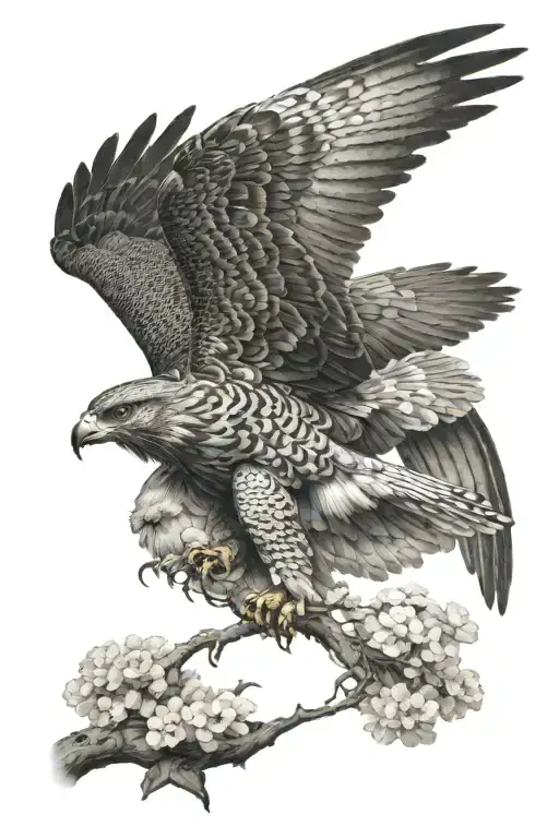 hawk flying carrying 'I'll Take Care Of You' tattoo design idea