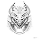 dragon with wolf tattoo design idea