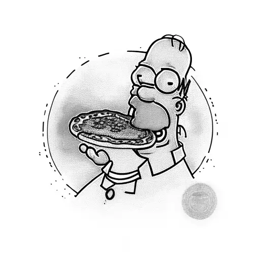Homer Simpson eating pizza tattoo design idea
