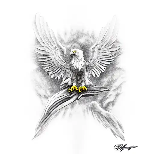 Eagle holding a skull tattoo design idea