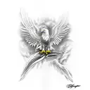 Eagle holding a skull tattoo design idea