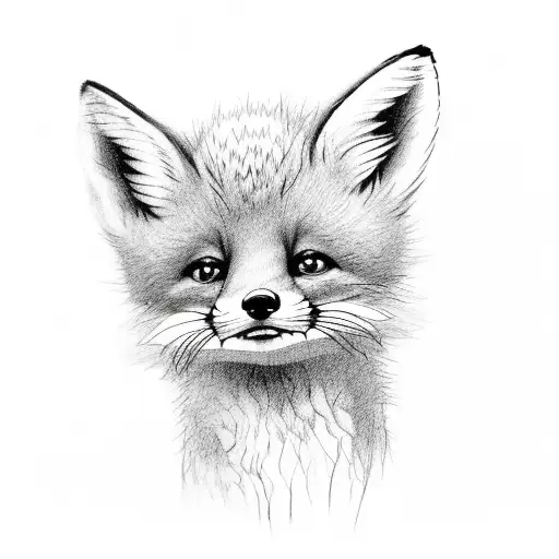 baby fox tail with flowers tattoo design idea