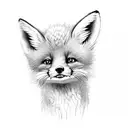 baby fox tail with flowers tattoo design idea