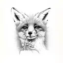 baby fox tail with flowers tattoo design idea