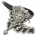 silver choker tattoo design idea