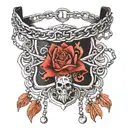 choker with chains tattoo design idea