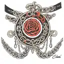 choker with chains tattoo design idea