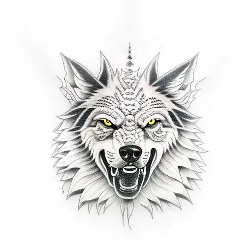 lobo com bulsula tattoo design idea