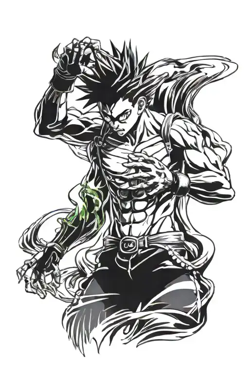 Gon from normal hunter x hunter and transformed from behind with an evil aura tattoo design idea
