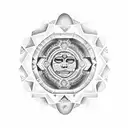 Create a tattoo design inspired by Aztec art featuring a ring of fire eclipse as the central element tattoo design idea