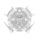 Create a tattoo design inspired by Aztec art featuring a ring of fire eclipse as the central element tattoo design idea