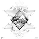 arrowhead with mountains inside it  tattoo design idea