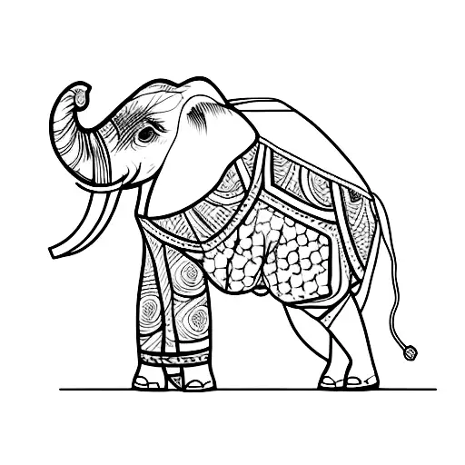 An elephant and a mouse that is a third of the size of the elefant sharing a suitcase and walk in the same direction tattoo design idea