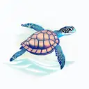 Turtle wit beach and palm tattoo design idea