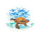 Turtle wit beach and palm tattoo design idea
