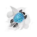 Turtle wit beach and palm tattoo design idea