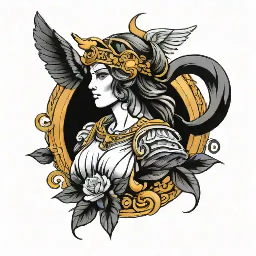 athena greek goddess tattoo design idea
