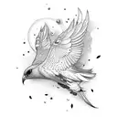 messy lines breaking and creating flying birds tattoo design idea