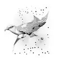 messy lines breaking and creating flying birds tattoo design idea