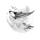 messy lines breaking and creating flying birds tattoo design idea