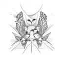 messy lines breaking and creating flying birds tattoo design idea