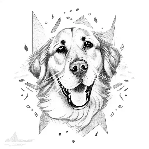 golden retriever, ice hockey player, lasagna, rock tattoo design idea