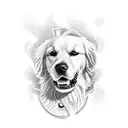 golden retriever, ice hockey player, lasagna, rock tattoo design idea