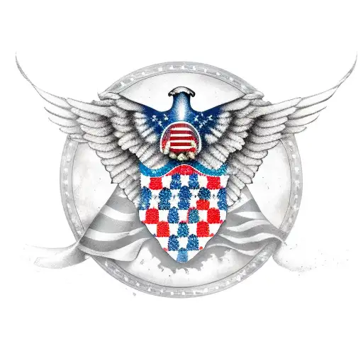 American flag with winged wheel  tattoo design idea