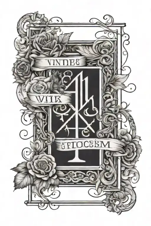 4 virtues of stoicism roman numerals phrase frame tattoo design idea